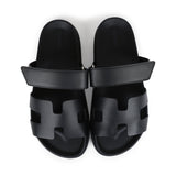 Hermes Chypre Techno Sandals Black Calfskin Palladium Hardware 37 EU