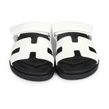 Hermes Chypre Techno Sandals White Calfskin Palladium Hardware 36.5 EU