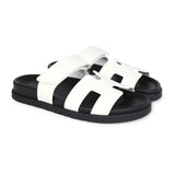 Hermes Chypre Techno Sandals White Calfskin Palladium Hardware 36.5 EU