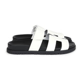 Hermes Chypre Techno Sandals White Calfskin Palladium Hardware 36.5 EU