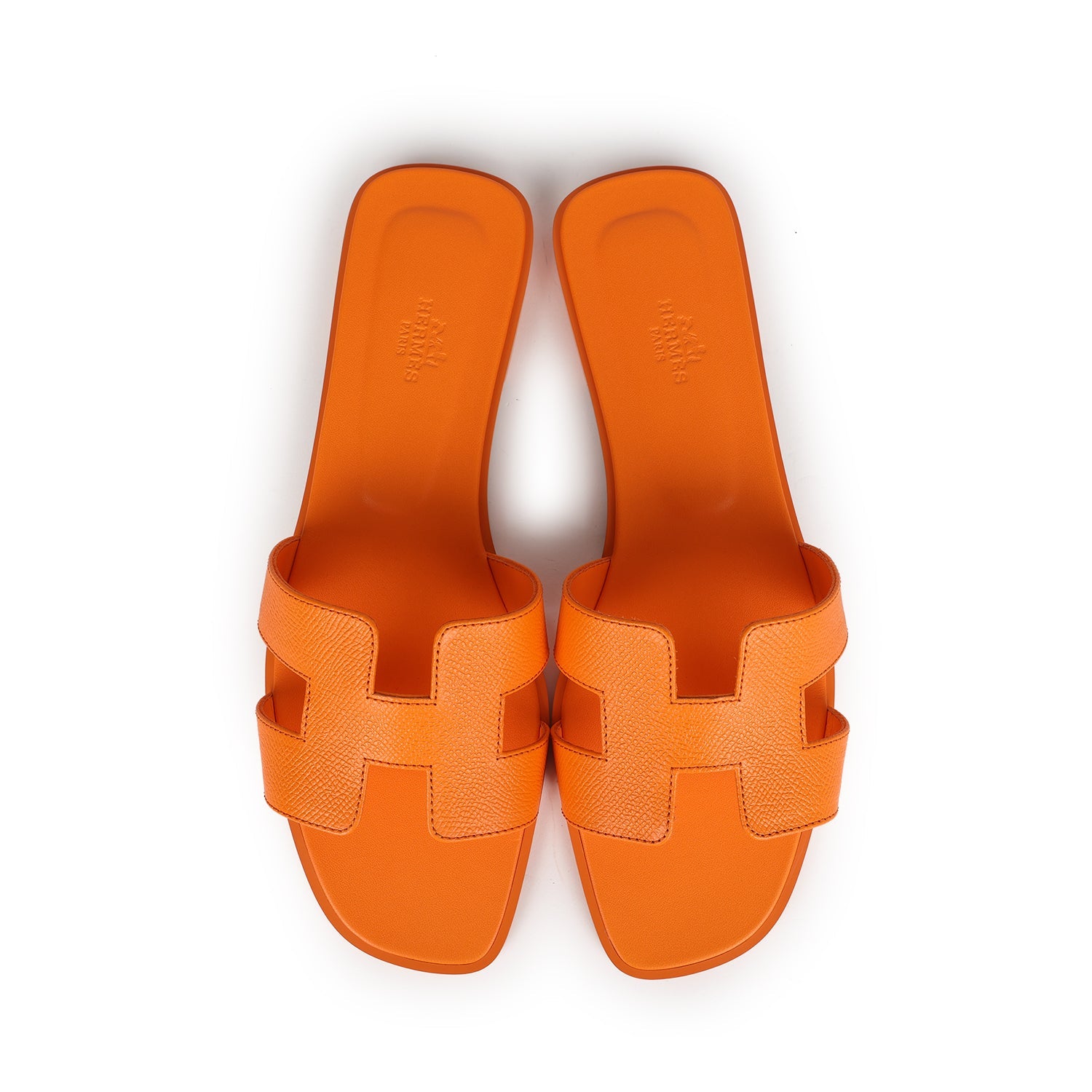 Hermes Oran Sandals Orange Sunset Epsom 42 EU