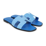 Hermes Oran Sandals Bleu Cameo Suede 40.5 EU