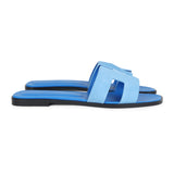 Hermes Oran Sandals Bleu Cameo Suede 40.5 EU