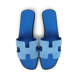 Hermes Oran Sandals Bleu Cameo Suede 40.5 EU