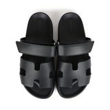 Hermes Chypre Techno Sandals Black Calfskin Palladium Hardware 38 EU