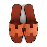 Hermes Oran Sandals Rose Bois De Santal Suede 37EU