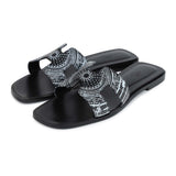 Hermes Oran Sandals "Astrologie Bandana" Black and White Calfskin 40 EU