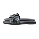 Hermes Oran Sandals "Astrologie Bandana" Black and White Calfskin 40 EU