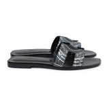 Hermes Oran Sandals "Astrologie Bandana" Black and White Calfskin 40 EU