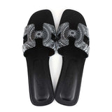 Hermes Oran Sandals "Astrologie Bandana" Black and White Calfskin 40 EU