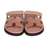 Hermes Chypre Techno Sandal Nude Suede Palladium Hardware 38 EU