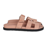 Hermes Chypre Techno Sandal Nude Suede Palladium Hardware 38 EU