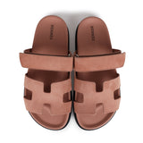 Hermes Chypre Techno Sandal Nude Suede Palladium Hardware 38 EU