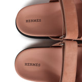 Hermes Chypre Techno Sandal Nude Suede Palladium Hardware 38 EU