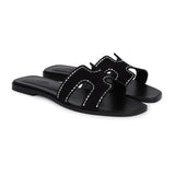 Hermes Oran Sandals Crystal Embellished Black Suede 39 EU