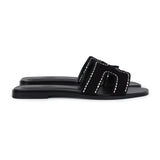 Hermes Oran Sandals Crystal Embellished Black Suede 39 EU