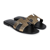 Hermes Oran Sandals Dore Fonce Matte Alligator 37 EU