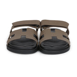 Hermes Chypre Techno Sandals Etoupe Epsom Palladium Hardware 40 EU