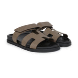 Hermes Chypre Techno Sandals Etoupe Epsom Palladium Hardware 40 EU