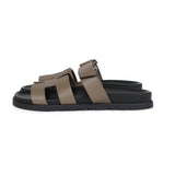 Hermes Chypre Techno Sandals Etoupe Epsom Palladium Hardware 40 EU