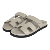 Hermes Chypre Techno Sandals Beige Esquisse Calfskin Palladium Hardware 40 EU