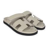 Hermes Chypre Techno Sandals Beige Esquisse Calfskin Palladium Hardware 40 EU