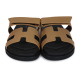 Hermes Chypre Techno Sandals Dore Chevre Palladium Hardware 37 EU