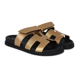 Hermes Chypre Techno Sandals Dore Chevre Palladium Hardware 37 EU