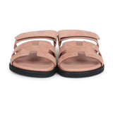 Hermes Chypre Techno Sandal Nude Suede Palladium Hardware 37 EU