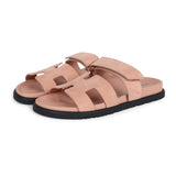 Hermes Chypre Techno Sandal Nude Suede Palladium Hardware 37 EU