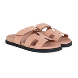 Hermes Chypre Techno Sandal Nude Suede Palladium Hardware 37 EU