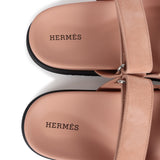 Hermes Chypre Techno Sandal Nude Suede Palladium Hardware 37 EU