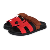 Hermes Chypre Techno Sandal Rouge Cinetique/Gold Suede Palladium Hardware 36.5 EU