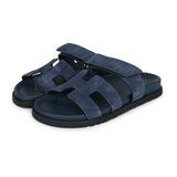 Hermes Chypre Techno Sandals Bleu Celeste Suede Palladium Hardware 37 EU