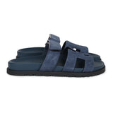 Hermes Chypre Techno Sandals Bleu Celeste Suede Palladium Hardware 37 EU