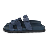 Hermes Chypre Techno Sandals Bleu Celeste Suede Palladium Hardware 37 EU