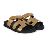 Hermes Chypre Techno Sandals Dore Chevre Palladium Hardware 37 EU