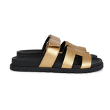 Hermes Chypre Techno Sandals Dore Chevre Palladium Hardware 37 EU