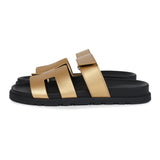 Hermes Chypre Techno Sandals Dore Chevre Palladium Hardware 37 EU