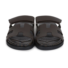 Hermes Chypre Techno Sandals Ecorce Calfskin Palladium Hardware 38 EU