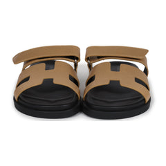 Hermes Chypre Techno Sandals Dore Chevre Palladium Hardware 38 EU