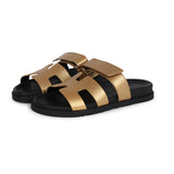 Hermes Oran Sandals Dore Chevre 38 EU