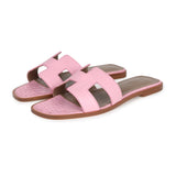 Hermes Oran Sandals Bubblegum Matte Alligator 38 EU