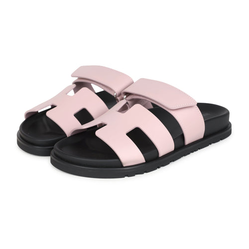 Hermes Chypre Techno Sandals Rose Cancan Calfskin Palladium Hardware 35 EU side