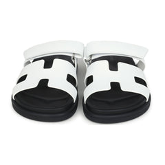 Hermes Chypre Sandals White Calfskin Palladium Hardware 38 EU front