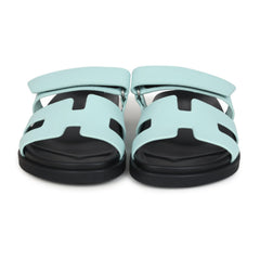 Hermes Chypre Techno Sandals Bleu Cristaux Epsom Palladium Hardware 39 EU front