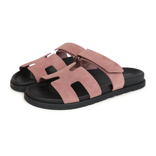 Hermes Chypre Techno Sandal Rose Antique Suede Palladium Hardware 39 EU