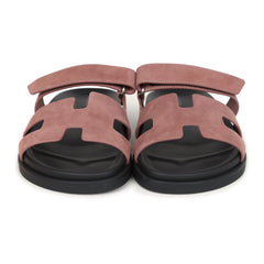 Hermes Chypre Techno Sandal Rose Antique Suede Palladium Hardware 40 EU