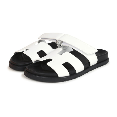 Hermes Chypre Sandals White Calfskin Palladium Hardware 39 EU