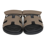 Hermes Chypre Sandals Etoupe Epsom Palladium Hardware 37 EU